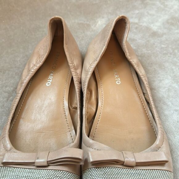Franco Sarto Leather Metal Bead Toe Ballerina Flats Sz 8 - Picture 4 of 7